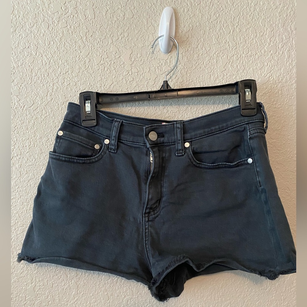 Black jean shorts, pink Victoria’s Secret, size 6